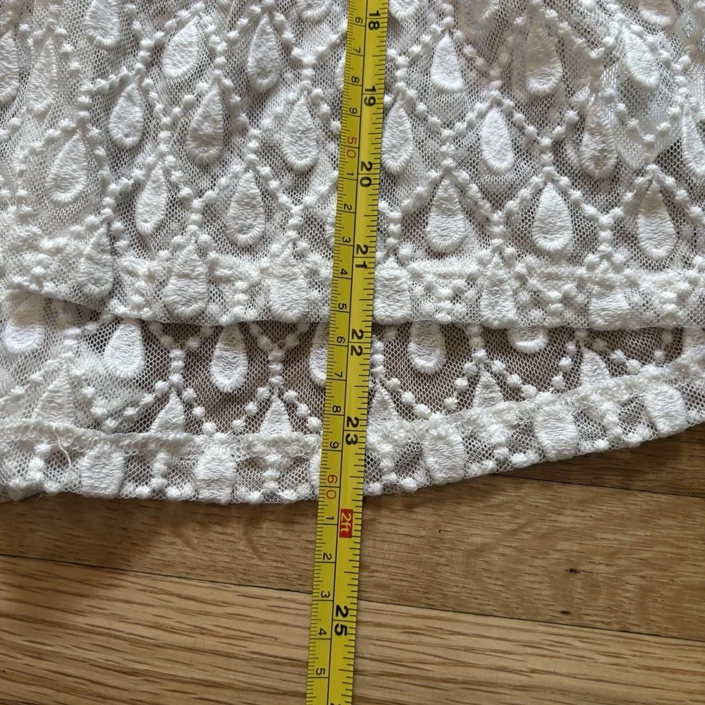 H&M Long Sleeve Sheer Lace Cream Ivory‎ Peplum Blouse M? Festival Witchy Fairy